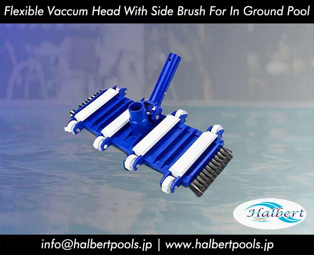 Flexible Vaccum Head With Side Brush For In Ground Pool